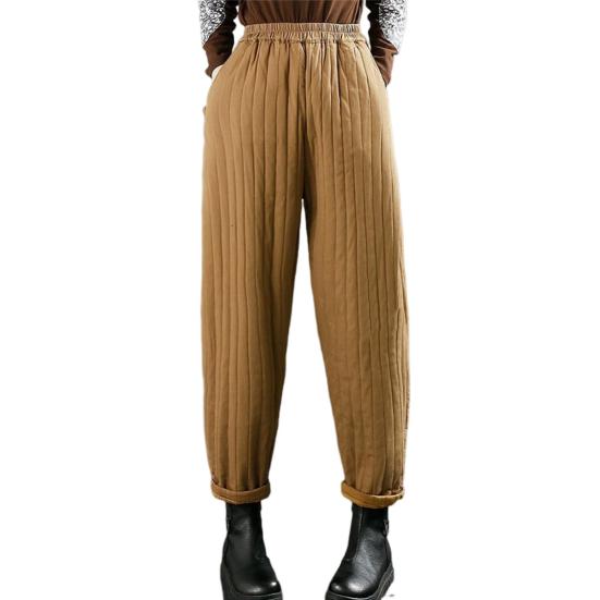 Женские повседневные брюки, эластичные, с высокой талией, свободный крой, утолщенные спортивные брюки с карманами, однотонные повседневные брюки