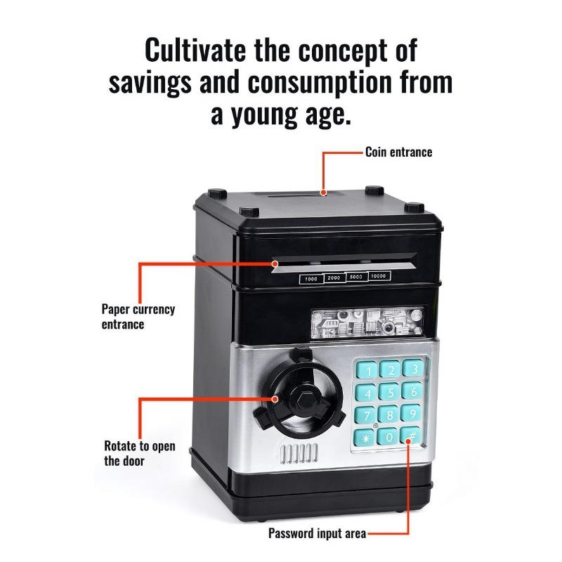 Детский мультяшный кодовый ящик копилка банкомат сейф шкаф музыкальный автоматический копилка для денег машина для внесения игрушки
