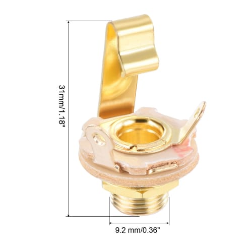 uxcell Guitar Input Jack, 1/4" Stereo Jack Mono Panel Mount Socket (Gold) for Guitars, Bass, Speakers, and Footswitches