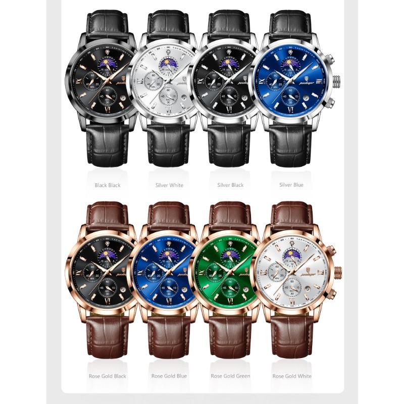 POEDAGAR Luxury Sports Watch for Men Waterproof Luminous Date Chronograph Wristwatch Leather Quartz Watches Reloj