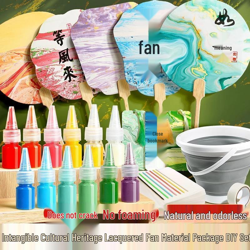 Children’s DIY Natural Lacquer Fan Kit - Complete Set with Pigments