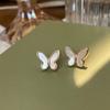 French Natural Shell Butterfly Earrings Simple and Cold Style Exquisite and Compact Earrings for Women