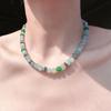 Light Luxury High Jewelry Design Natural Green Dongling Agate Beaded Necklace Exquisite Diamond Ring Bracelet 47 Gifts