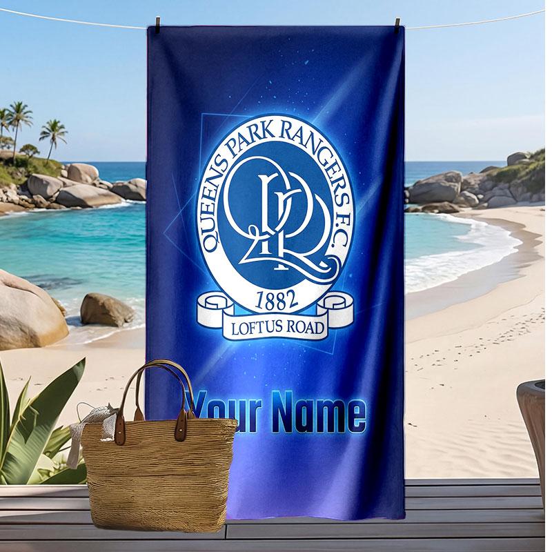 Queens Park Rangers FC Personalized Printed Beach Towel Soccer Logo Support Custom Name Text Absorbent Towel For Sport Travel Special Gift