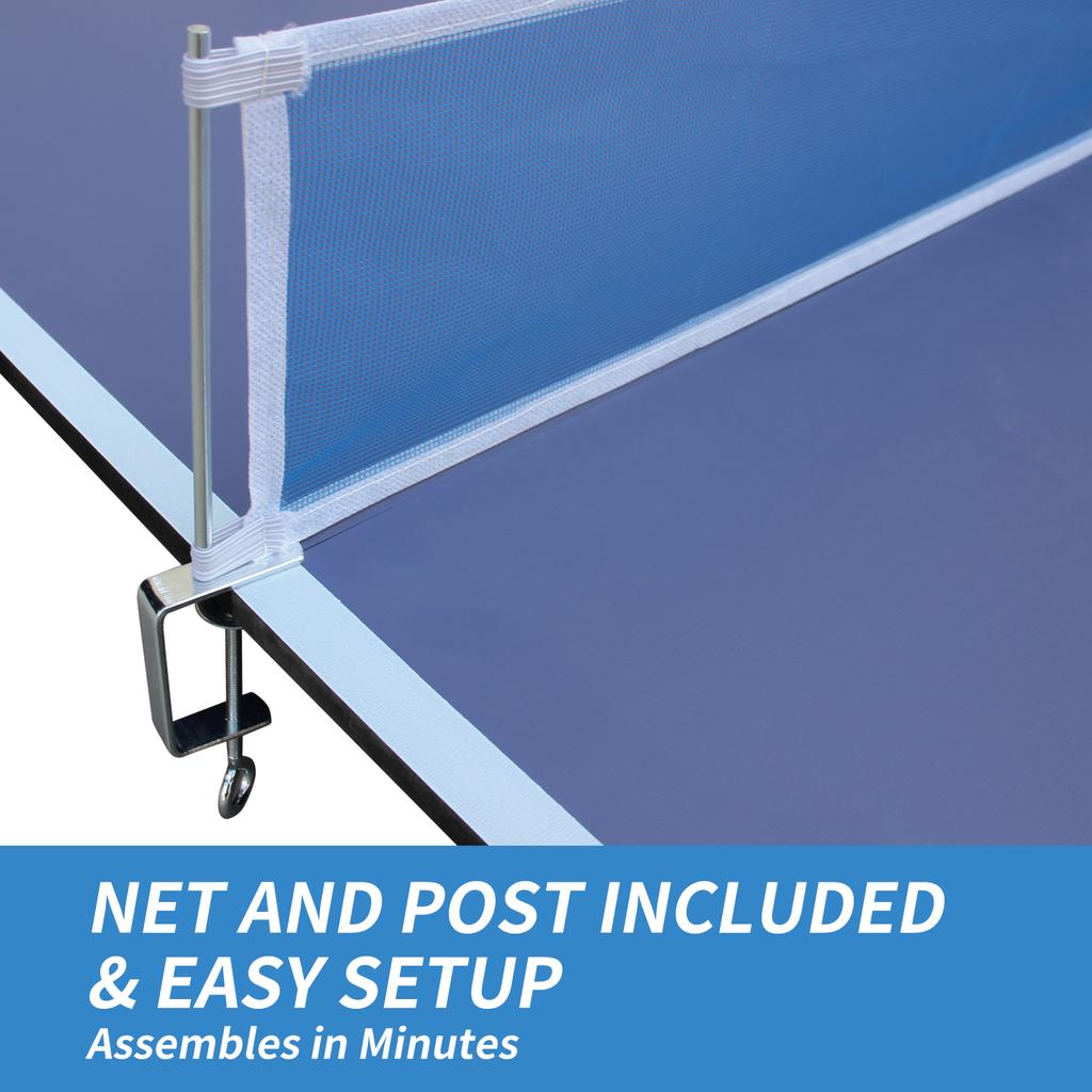 Table tennis table top, 243.84cm x 121.92cm, domestic use, foldable, portable, slip-resistant and wear-resistant, blue