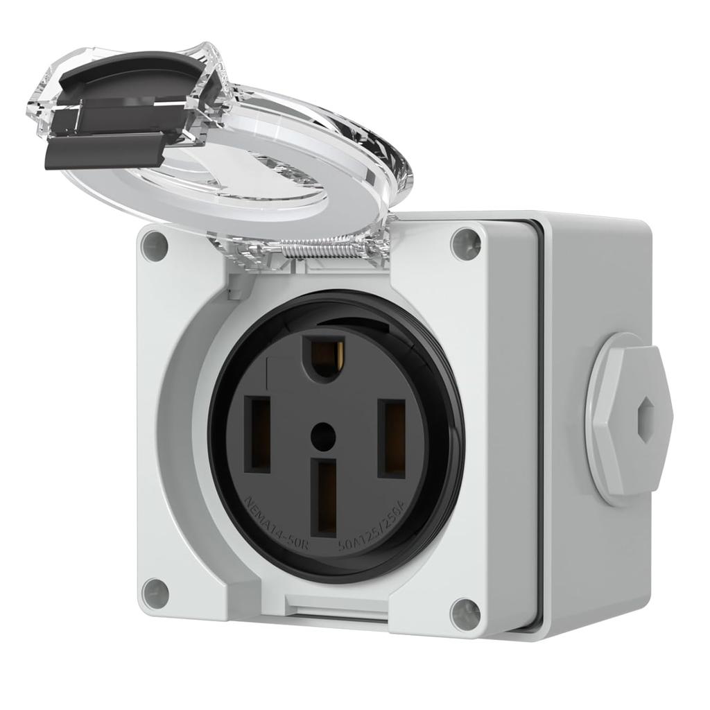 STARELO NEMA 14-50R Outlet,50Amp RV Power Outlet Box 125/250Volt,Outdoor dustproof and Weatherproof for RVs, Electric Vehicles, generators, Welding