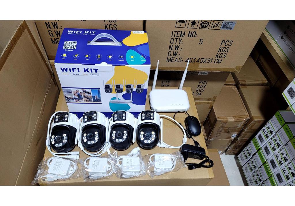 ICsee 4-канальный WiFi сенсорный NVR комплект с 8-мегапиксельными полноцветными пулевыми и купольными камерами, двойной экран, удаленный HD сетевой видеорегистратор