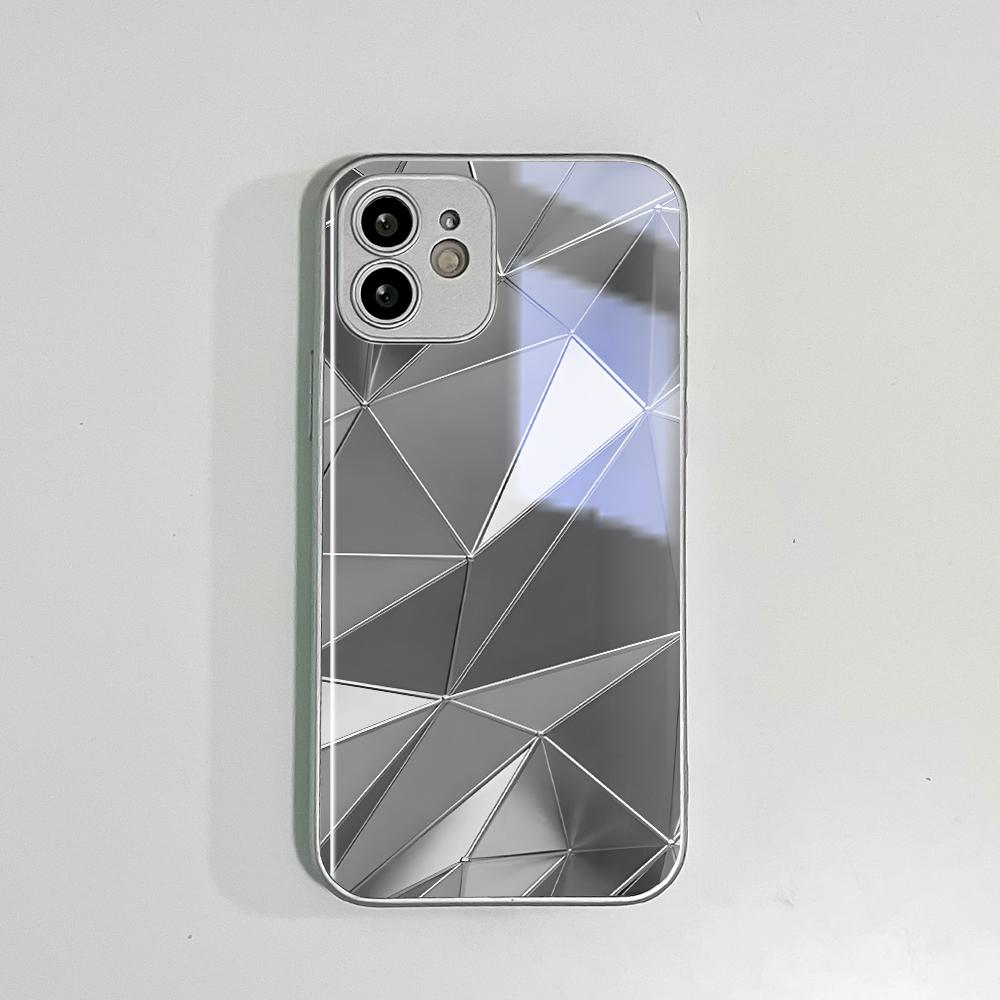 Чехол для телефона с геометрическим треугольником, металлический лак, закаленное стекло, противоударный чехол для Huawei Honor iPhone OPPO Realme OnePlus Xiaomi Redmi Samsung Vivo