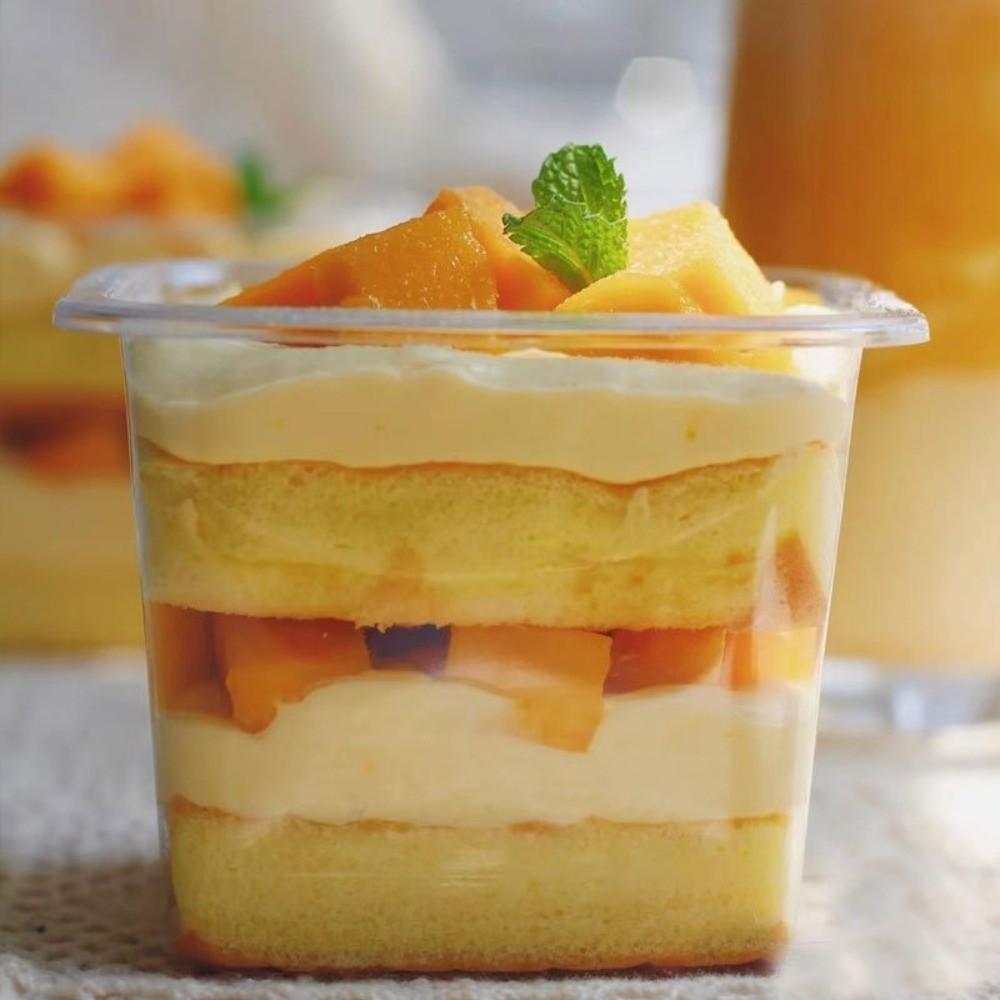 50 шт. Одноразовые коробки для муссовых десертов с крышкой, контейнеры для тортов, прозрачные пластиковые стаканчики, мороженое