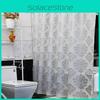 Waterresistant European Peva Shower Curtain With Geometric Design And Included Hooks For Bathroom Decoration