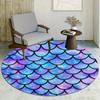 Ковер из хрустального бархата 2D Плоская печать не 3D Коврик для двери 1 шт. Круглый коврик с чешуей русалки - Нескользящий коврик из хрустального бархата, Яркий фиолетовый,