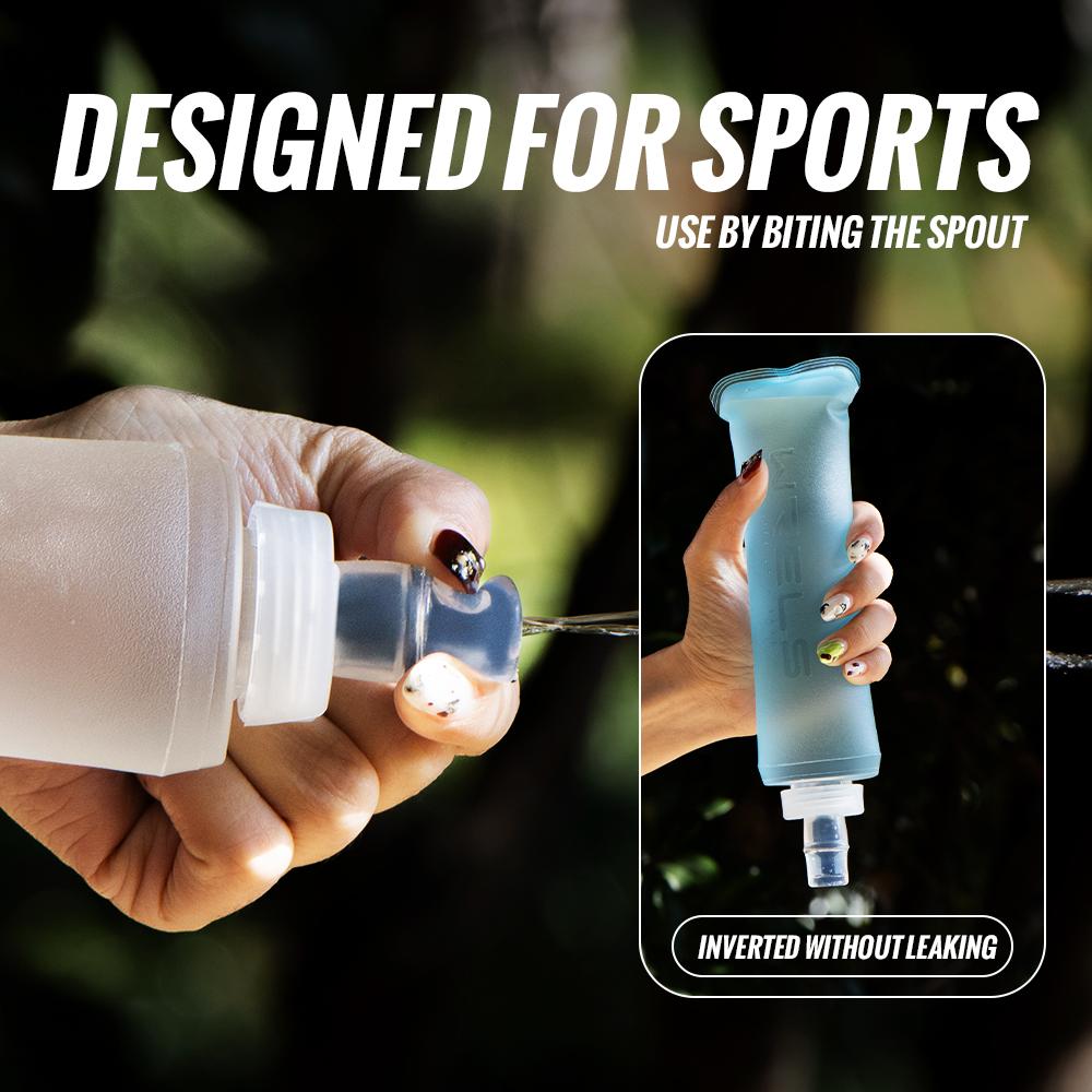 WRELS Running Water Bottle Soft Flask Folding Collapsible Water Bottle TPU BPA-Free Camping Hiking Travel Folding Water Bottle