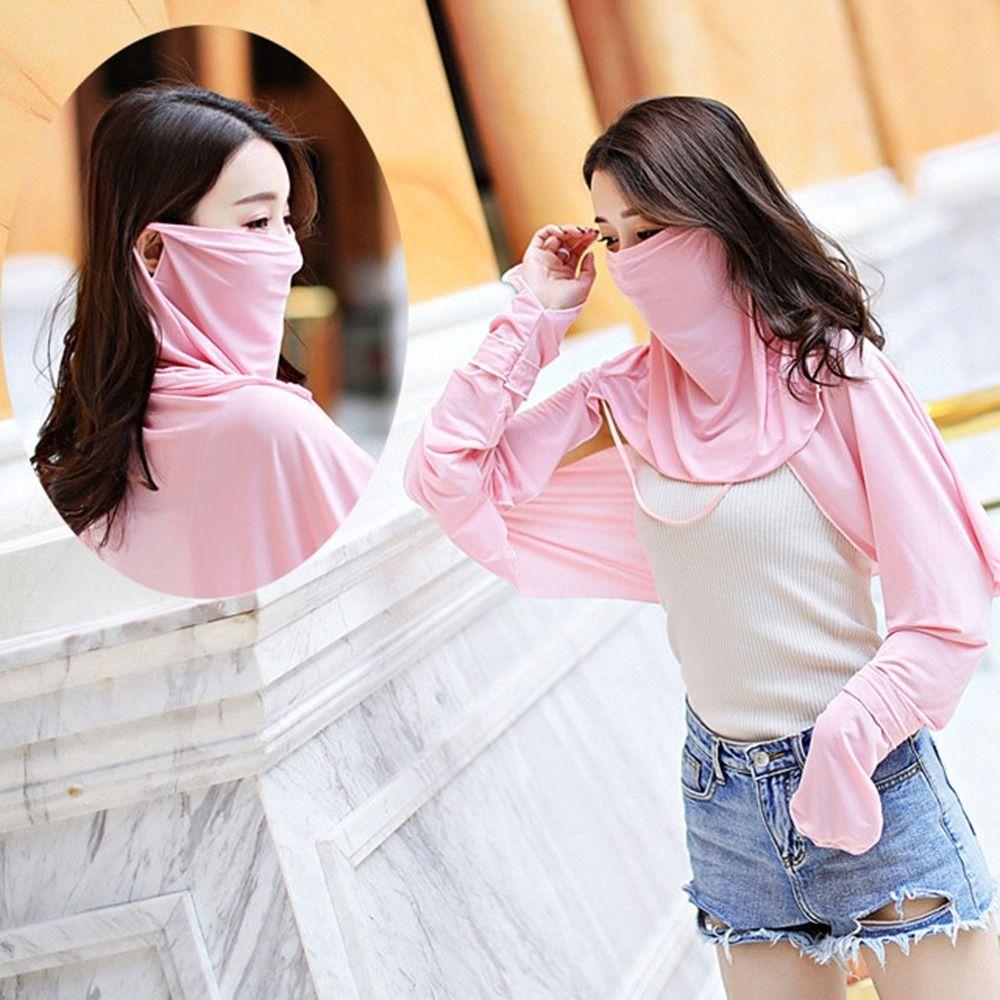 Sun UV Protection For Women Outdoor Solid Color Neck Scarf Face Scarves Ice Silk Mask Face Cover