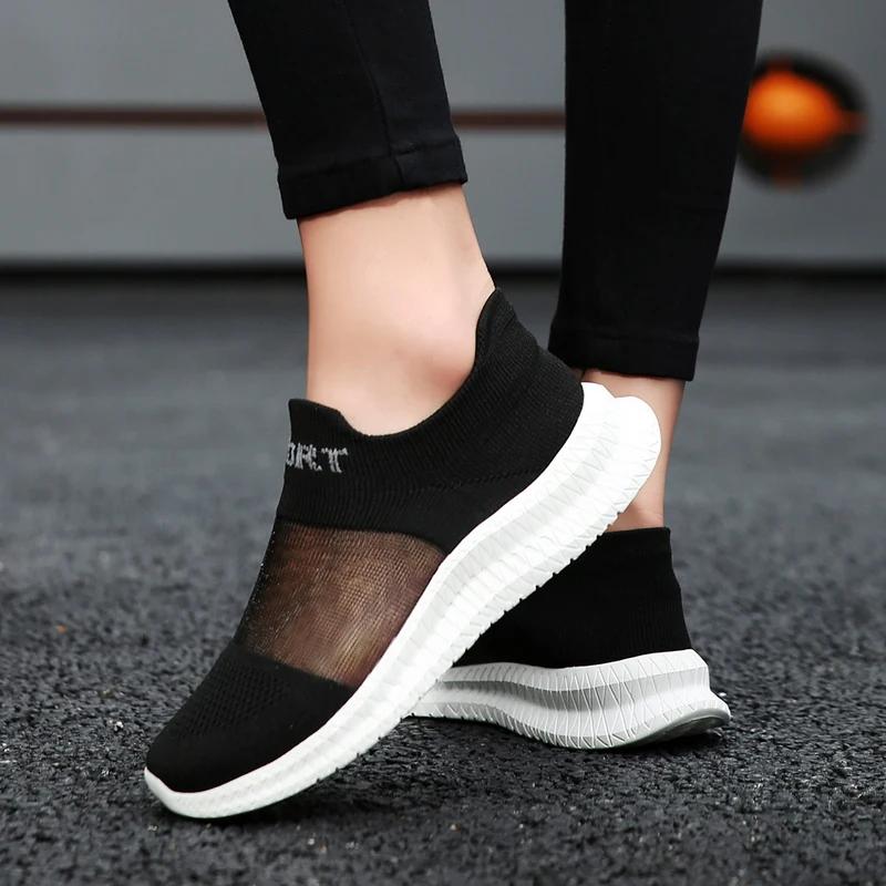 YRZL Shoes Кроссовки Slip on для женщин Спортивная повседневная обувь Сетчатые дышащие прогулочные теннисные туфли Мягкие удобные нескользящие плоские кроссовки