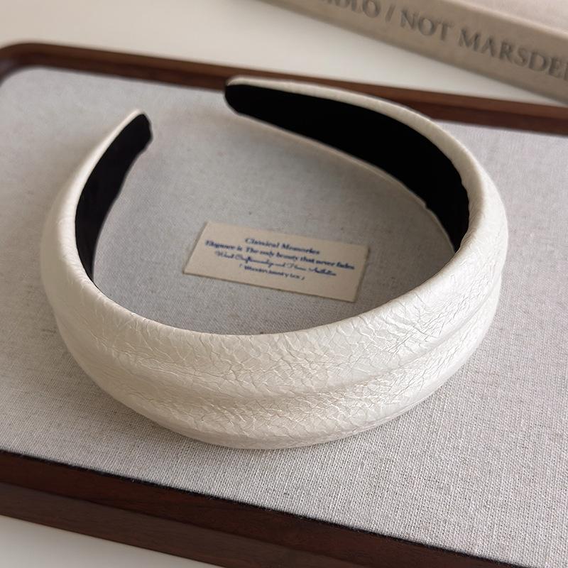 Обруч для волос во французском стиле, ретро кожаные широкие повязки на голову, женская повязка на голову, женский головной убор для умывания и макияжа, аксессуары для волос