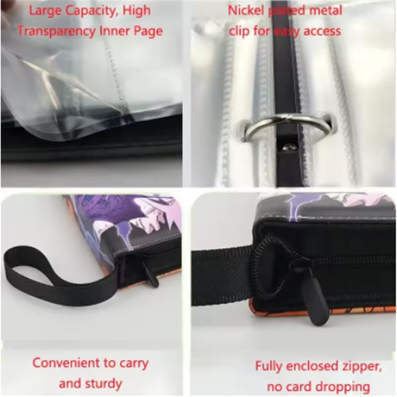 400pcs/900pcs Naruto Card Album Book Folder 4/9 Card Slots Collections Zipper Double Pocket Zipper Card Binder Holder