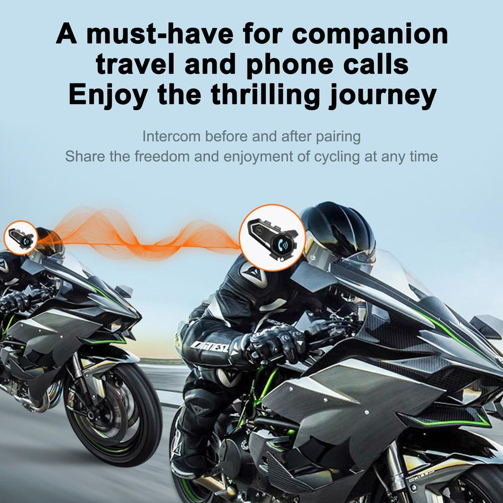 Motorcycle Helmet Intercom BT5.0 Hands-free Interphone for Motorcycle Riders 300M Range IP67
