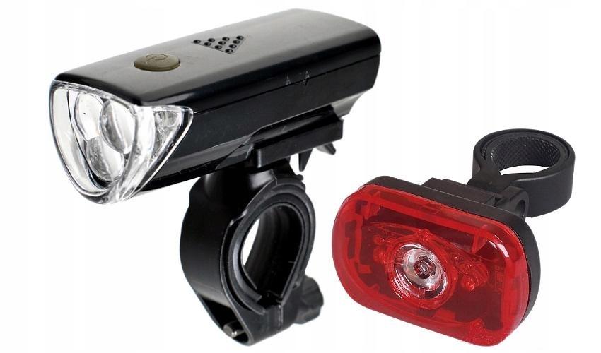Black Battery-Powered Led Bicycle Light Set Front And Rear Bike Lights