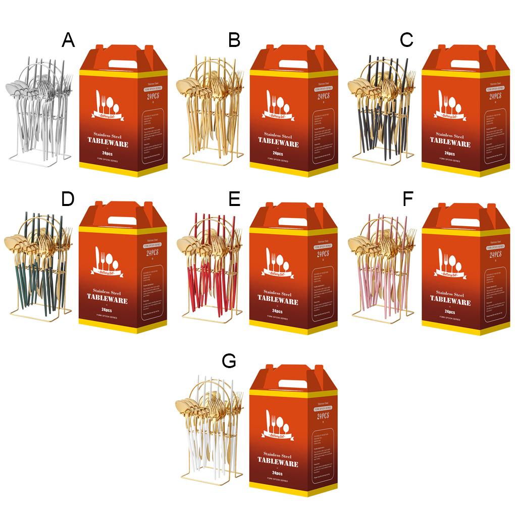 Набор столовых приборов из нержавеющей стали 24 шт. ложка столовые приборы посудомоечная машина золотой подарок нож вилка коробка портативный аксессуар вечеринка