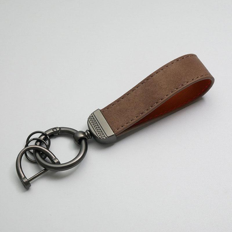 1PC Bag Pendants Leather Car Key Rings Leather Keychain Pure Color Buckle Cars Key Ring Gifts