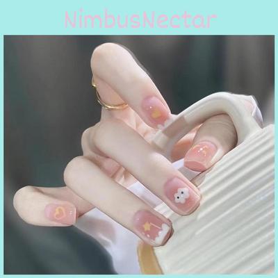 B697 Хлопковые облака Милый и нежный стиль Короткие носибельные ногти на каждый день Простой и минималистичный вид