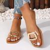 Square Buckle Slippers Women Wear Non-slip Fashionable Transparent Cool Slippers
