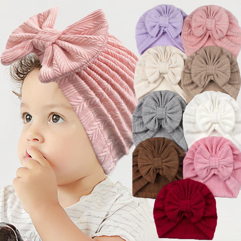 Hot Sale Solid Baby Bow Hat Headscarf Baby Toddler Newborn Hat Cap Girls Boy Head Cover