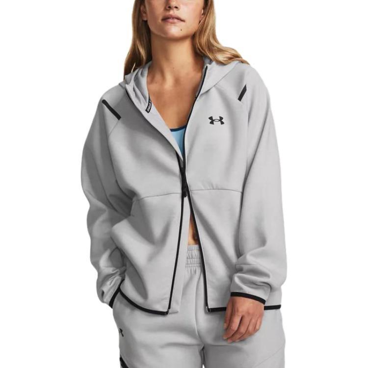 (WMNS) Женская куртка Under Armour Unstoppable Fleece с полной молнией 'Светло-серый' 1379842-011