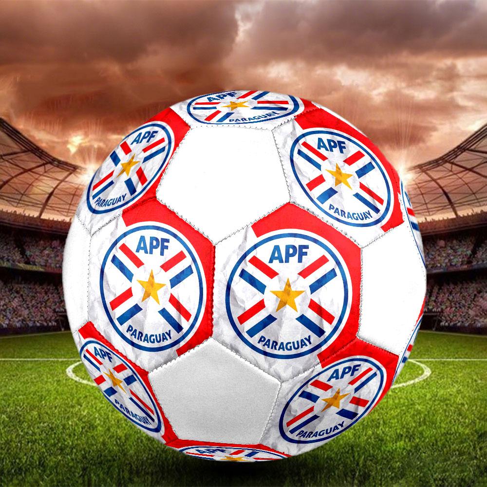 Paraguay national football logo Size 5 Soccer Ball, Machine-Stitched PVC, Durable & High Bounce, All Ages Fit, fan merchandise, matches & outdoor use.