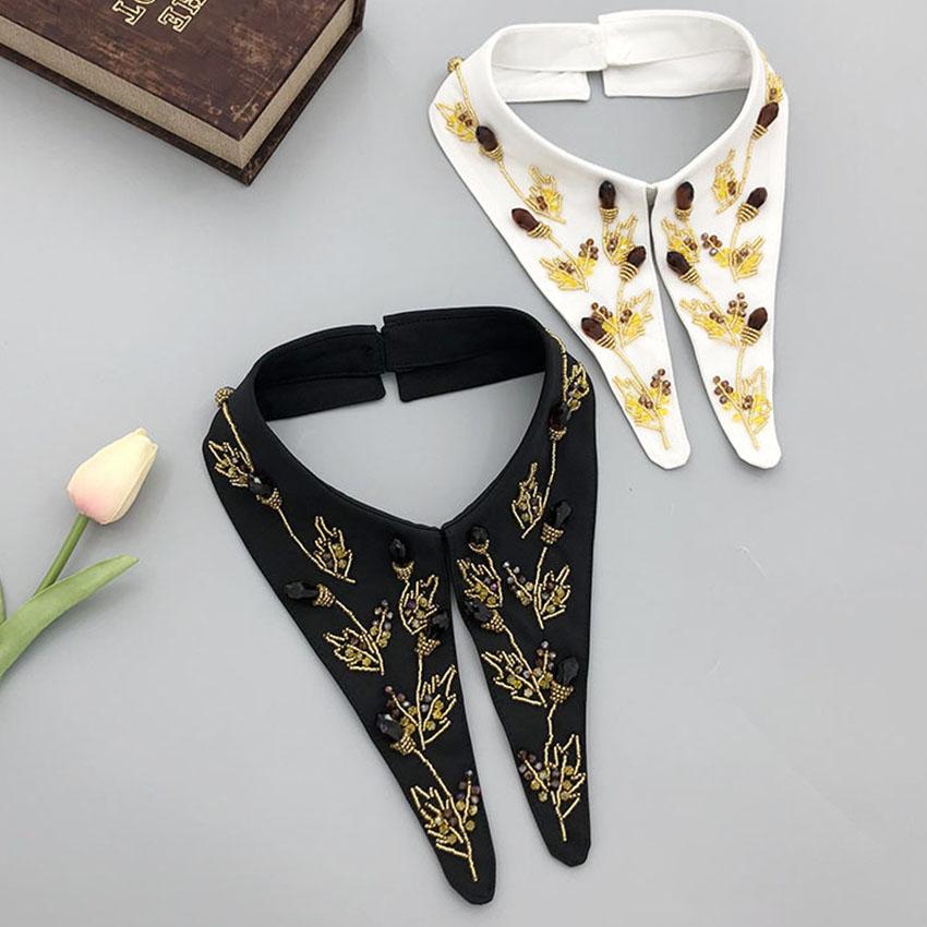 Белая черная рубашка с искусственным воротником для женщин, кружевной ажурный съемный воротник, ромбовидный лацкан, рубашка, блузка, топ, ожерелье, аксессуары для одежды