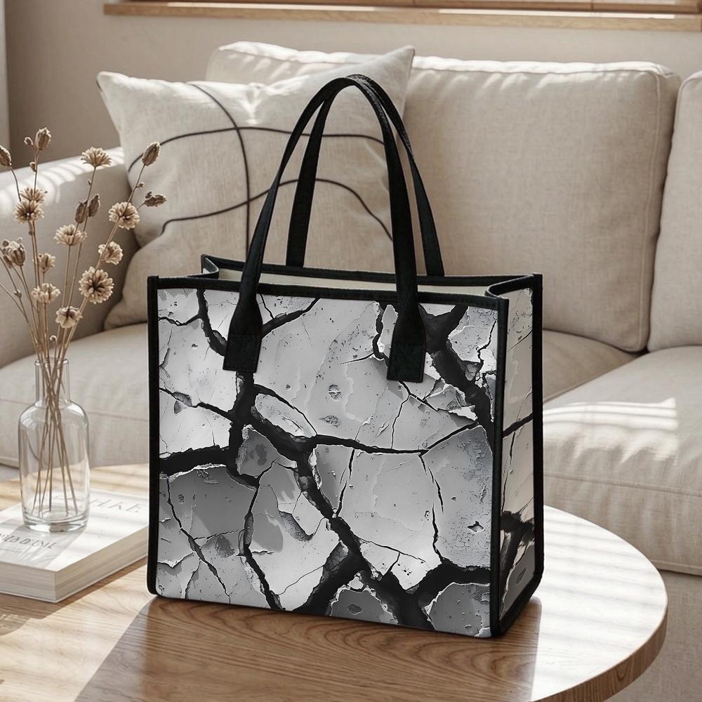 Cracked Pattern Tote Bag Casual Shoulder Handbag for Daily Use