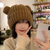 Beanie Hat Bear Ears Knitted Hat Letter Cat Ears Beanie Leisure   Winter/Autumn
