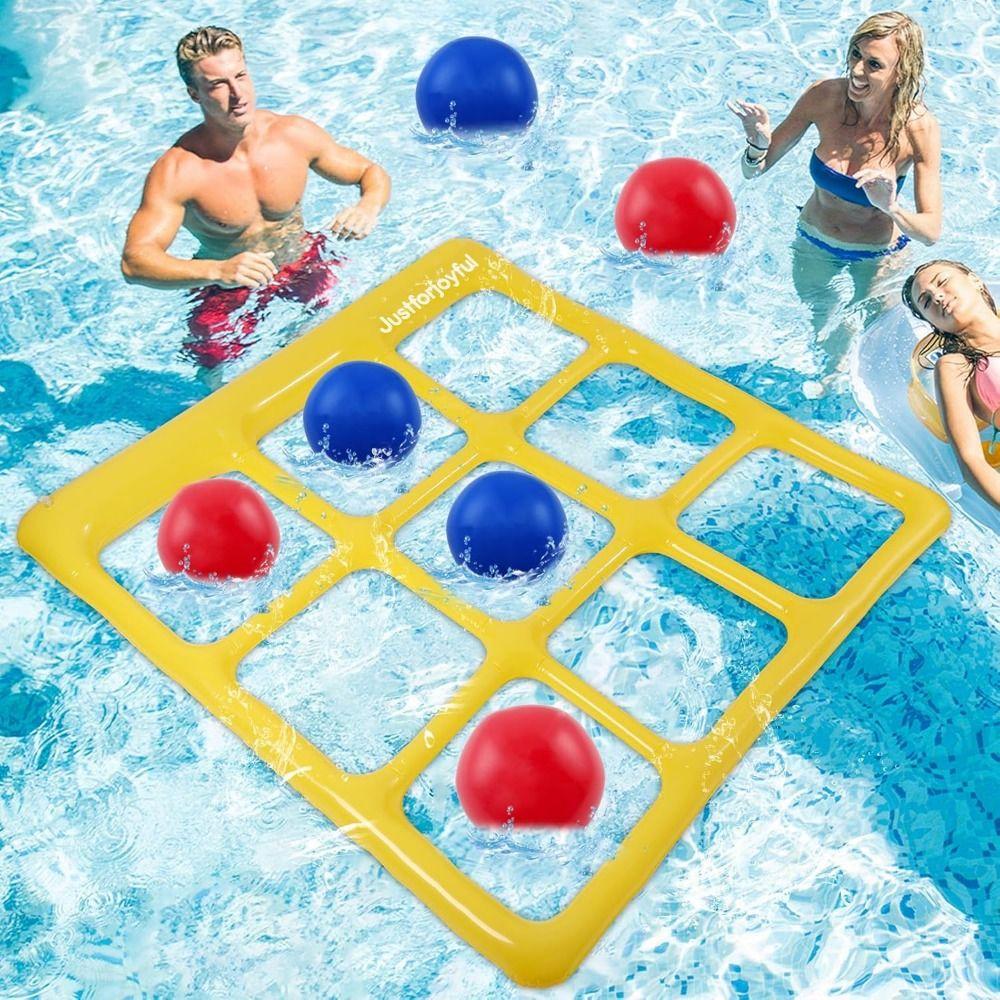 with Inflator Pump Inflatable Pool Toy Set Portable Inflatable Water Toss Game 2-10 Players