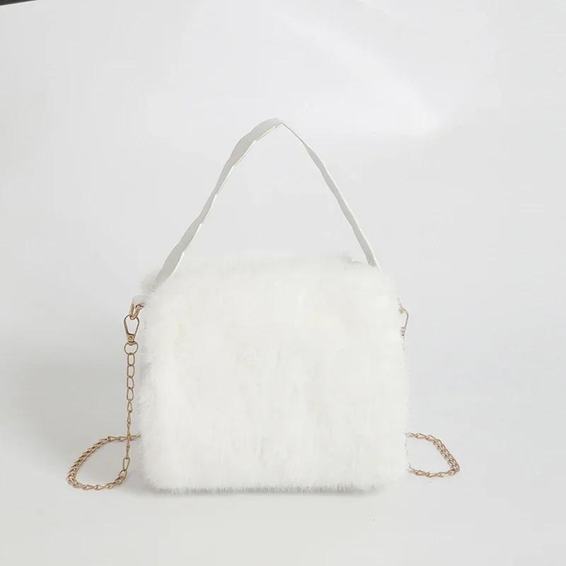 Плюшевая однотонная повседневная молодежная сумка, модная женская сумка через плечо, легкая роскошная универсальная сумка через плечо