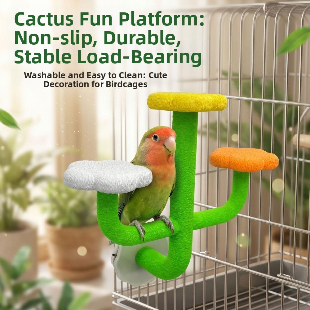 Detachable Cactus Shaped Bird Habitat Pole Wear Resistant Bird Perch Stand Bird Enrichment
