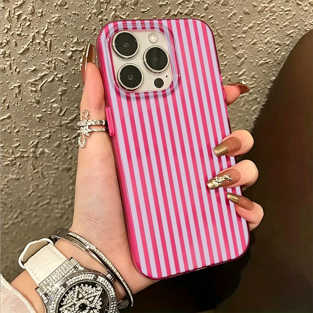 Colorful Striped Minimalist INS Phone Case For iPhone 17 AIR 16 15 14 13 12 11 Pro MAX Plus Y2K Jelly Shockproof Bumper Cover