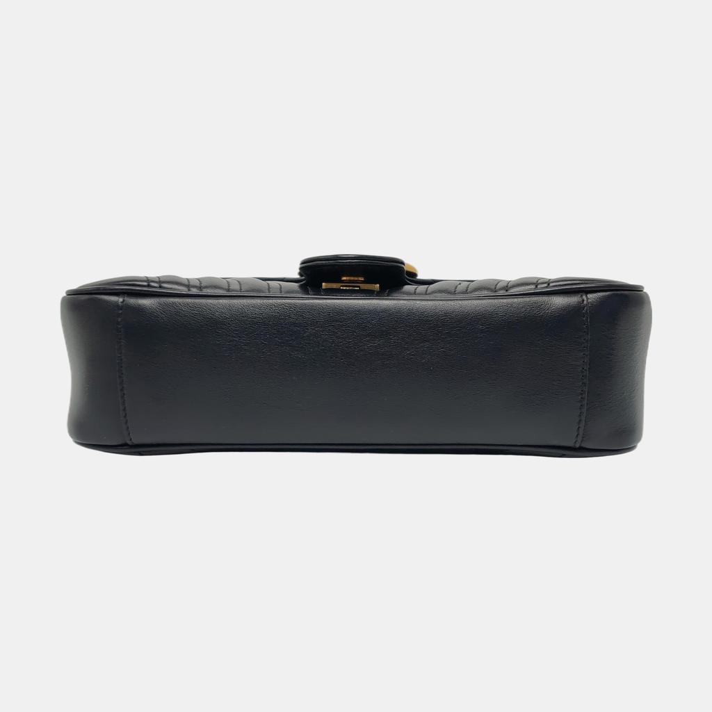 [Pre-Owned] Gucci GG Marmont Small Matelassé Shoulder Bag 'Black' - Very Good #10ZWCHP