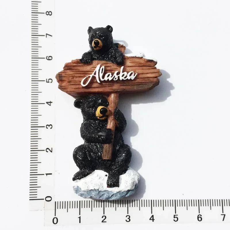 США Аляска Медведь Kawaii Магниты на холодильник Туристический сувенир Британский Канада Медведь Холодильник Магнитные наклейки Милый магнит Декор Подарок