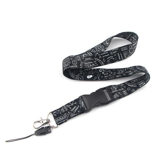 Многофункциональный шнурок против потери с карабином, двухсторонний принт, высокопрочный строповый шнурок, универсальный для ключей, мобильного телефона