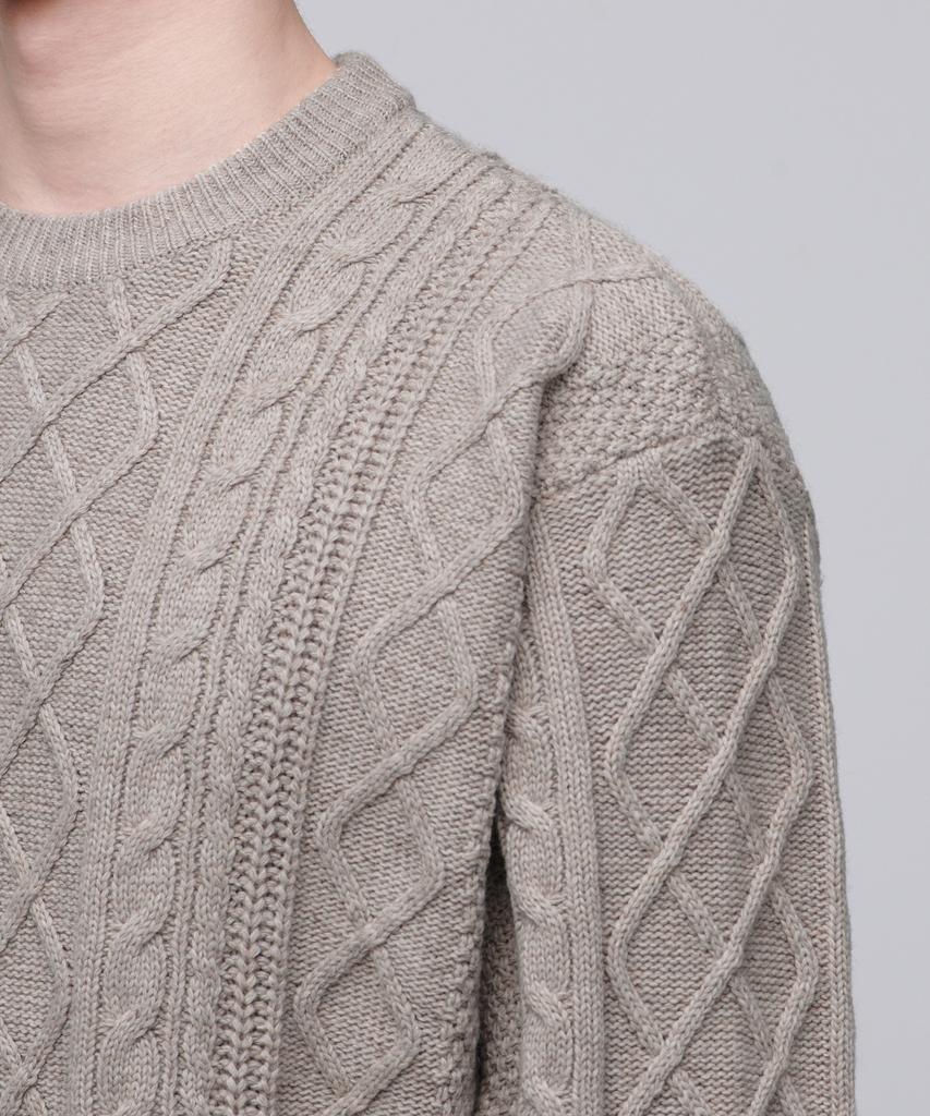 MUSINSA STANDARD Aran Cable Crew Neck Knit [Oatmeal]