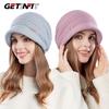 Getinfit Пуловер Шапка Осень Зима Большой Обхват Головы Шапки с Начесом Теплая Защита Ушей Холодная Шапка Универсальная Вязаная с Маленькими Полями