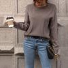 Vintage Fashion Elegant Casual Autumn Women's Long-sleeved Solid Color Broken Holes Sweater Women
