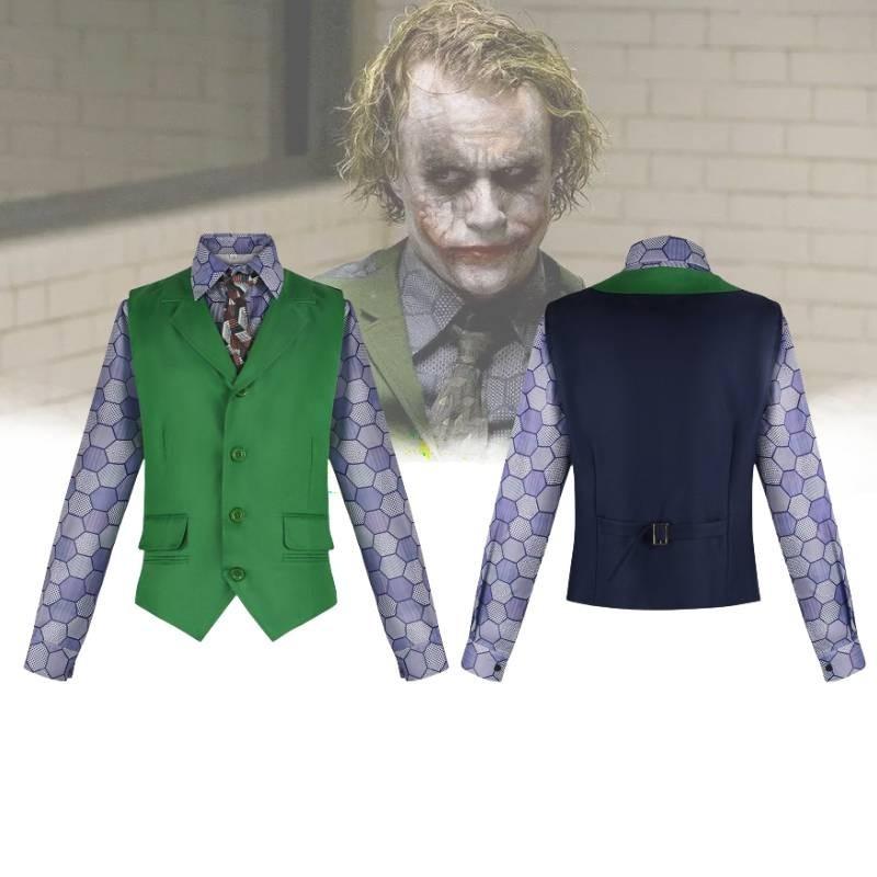 Dark Knight Joker Clown Costume With Shirt Vest Tie Set For Halloween Cosplay