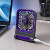 Square Desktop USB Rechargeable Fan with Three Speed Settings Portable Table Fan for Indoor Outdoor Camping and Wall Mount Use