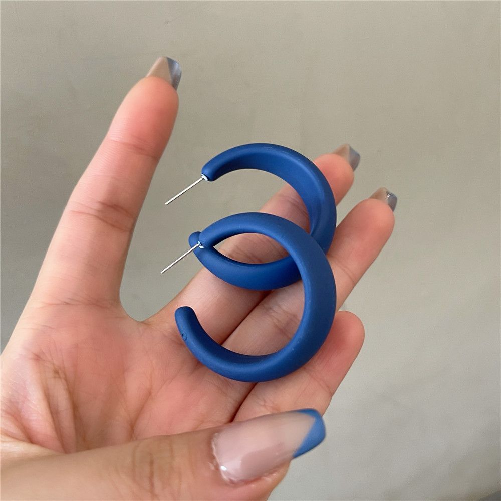 Korean Style Candy Color Fresh Jewelry Gifts Geometric Hoop Eardrop C-shaped Earring Dangler