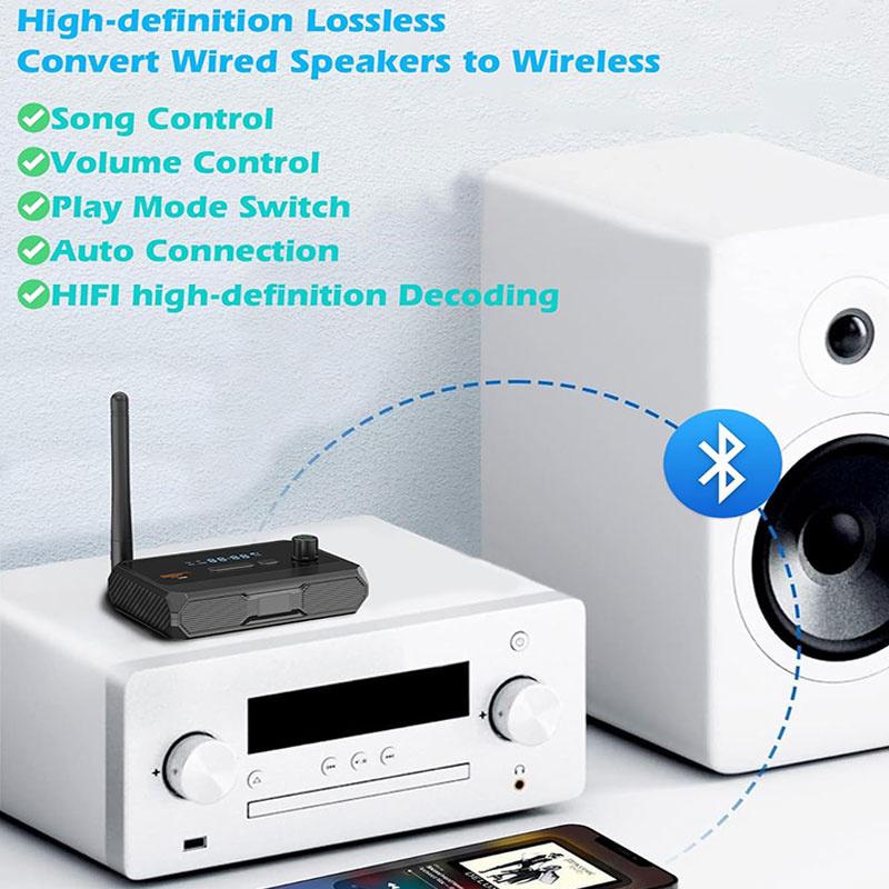 Bluetooth 5.3 аудио приемник беспроводной поддержки U-диск аудио адаптер с Aux 3.5 мм RCA оптический разъем для автомобиля ТВ ПК колонки