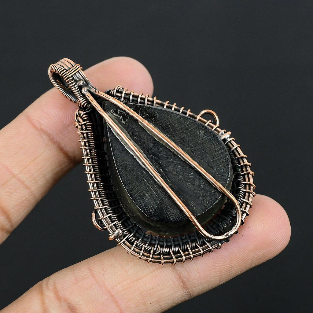 Abalone Shell Pendant, Handmade Gemstone Pendant, 999 Copper Wire Wrapped Pendant Antique Jewelry, For Engagement Gift