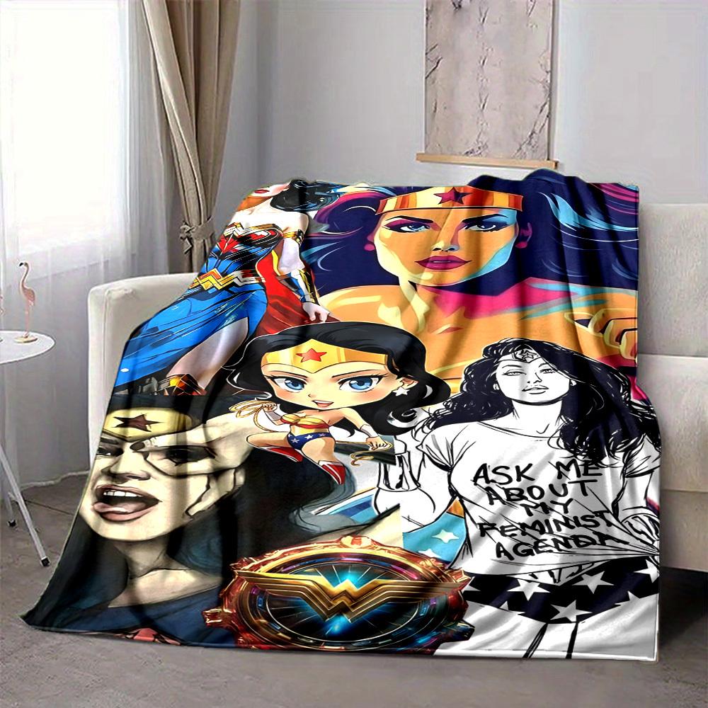 1 шт. Фланелевое одеяло Wonder Woman Мягкое, теплое и уютное для дивана, кровати, офиса и путешествий Универсальное всесезонное Подарок, Рождественский подарок