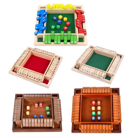 Настольная игра Shut The Box 4 игрока Деревянная настольная математическая игра Дети Взрослые Семья