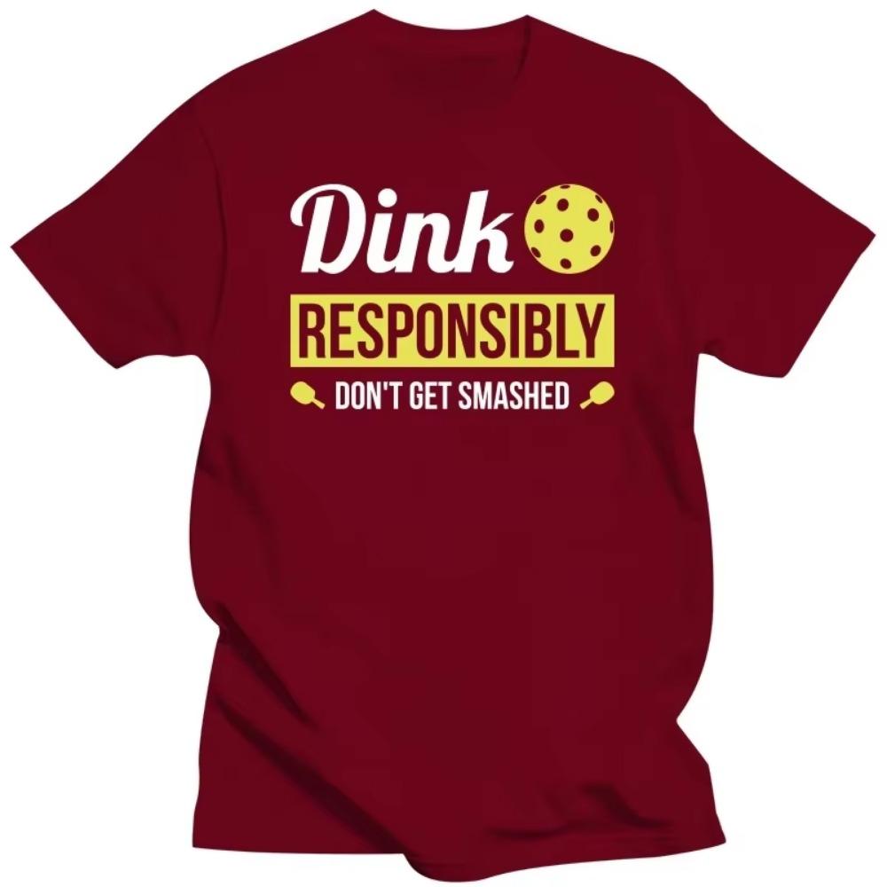 Винтажные футболки Dink Responsibly Funny Pickleball для мужчин, хлопковые футболки с круглым вырезом, футболки с коротким рукавом, идея для подарка, одежда